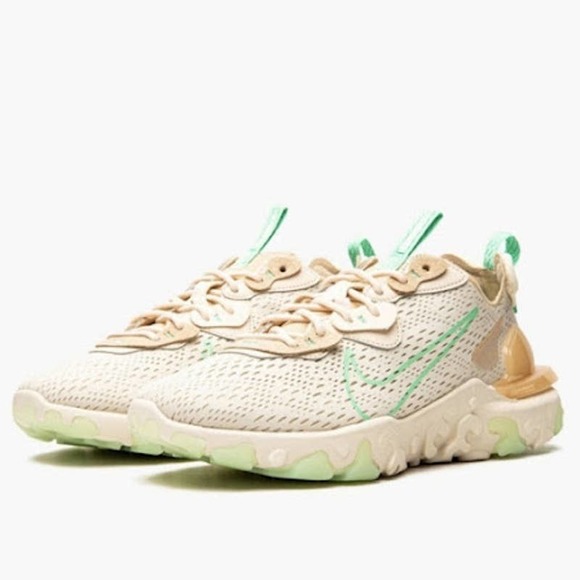 Nike Shoes - Nike React Vision Running Shoes Pearl White Sesame Coconut Milk Green Glow Sz 10